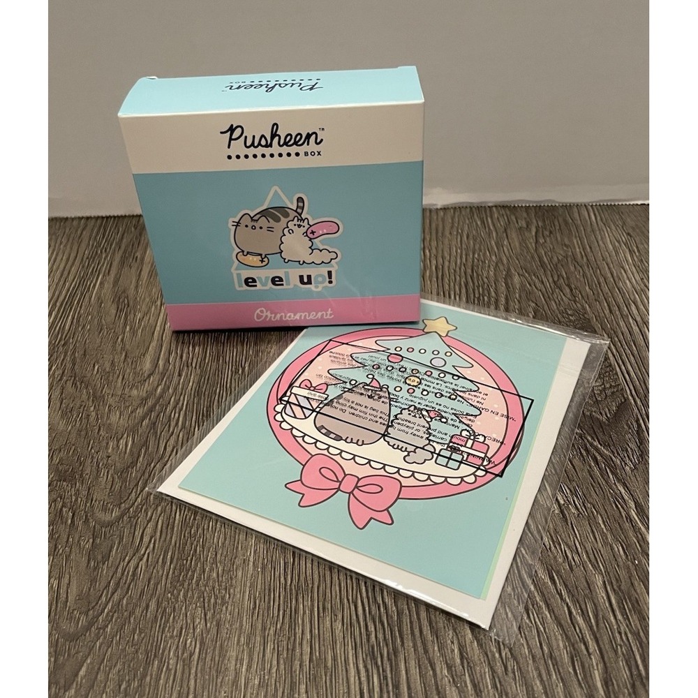 Pusheen Cat Ornament and Christmas Card Level Up Stormy Video Game Holiday‎